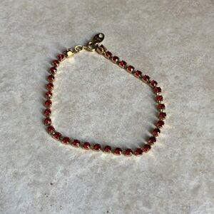 Vintage Signed Avon Faux Ruby Gold Toned Tennis Bracelet